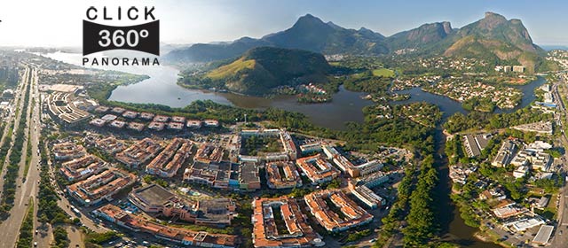 Click nesta foto 360 graus aerea para visualizar o shopping Downtown na Barra da Tijuca em foto 360 graus do AYRTON especialista e pioneiro no Brasil da tecnica de fotografia panoramica imersiva