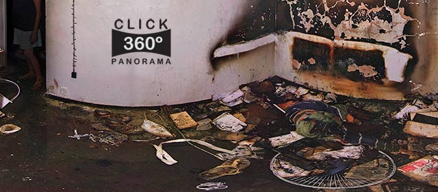 Click nesta foto 360 graus para visualizar o interior de um apartamento apÃ³s um incÃªndio destruir tudo que estava dentro em foto 360 graus do AYRTON especialista e pioneiro no Brasil da tecnica de fotografia panoramica imersiva