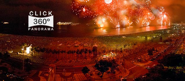 Click nesta foto 360 graus para visualizar o Reveillon de 2010 na Praia de Copacabana em foto 360 graus do AYRTON especialista e pioneiro no Brasil da tecnica de fotografia panoramica imersiva